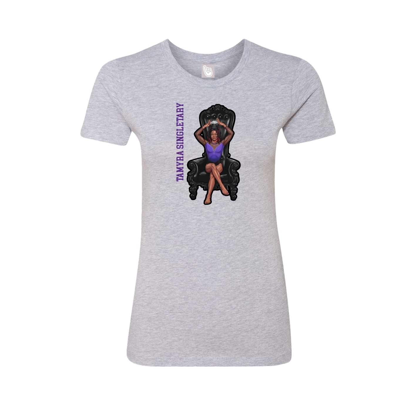 Fitted Women's Tee — Name Vertical in Grey