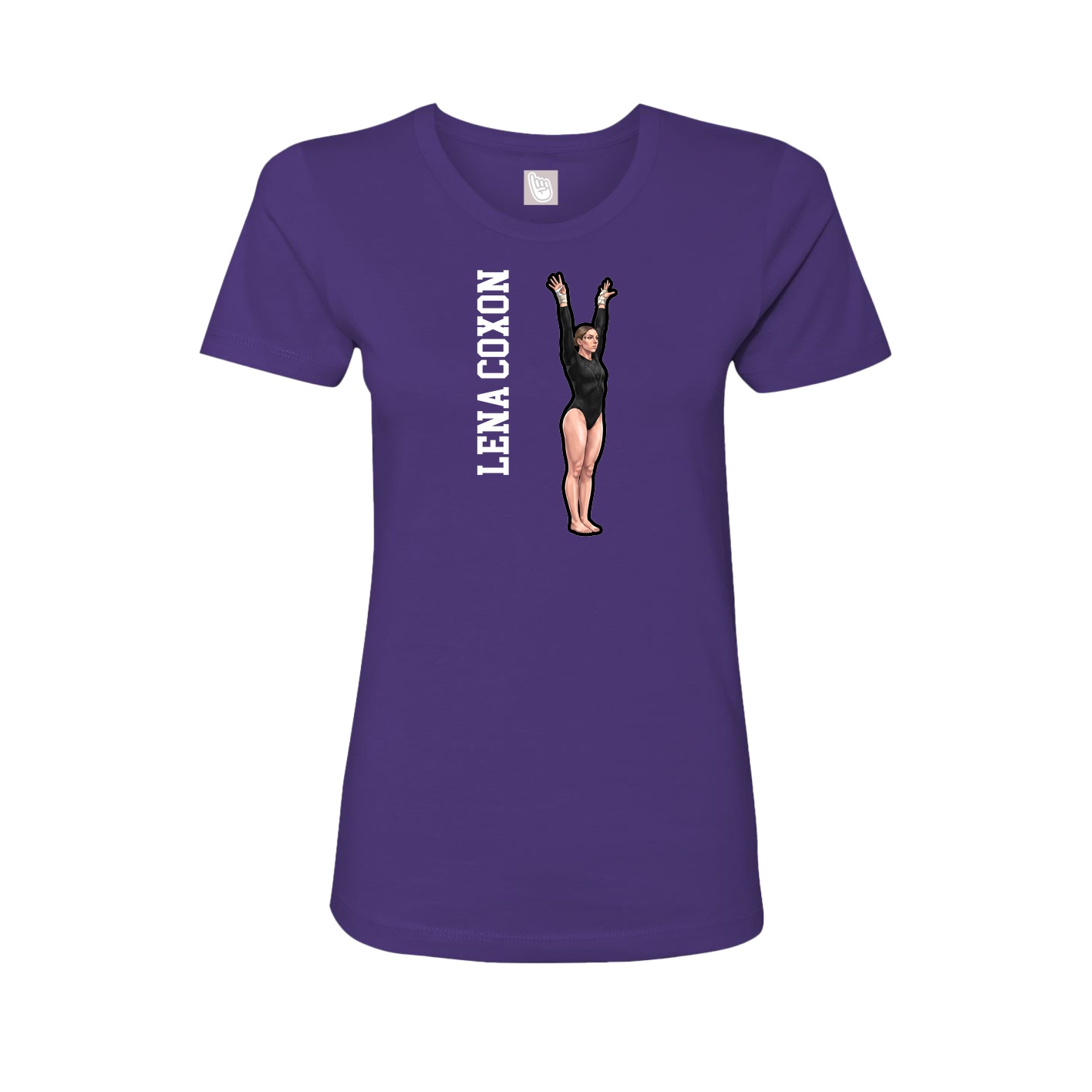 Fitted Women's Tee — Name Vertical in Purple