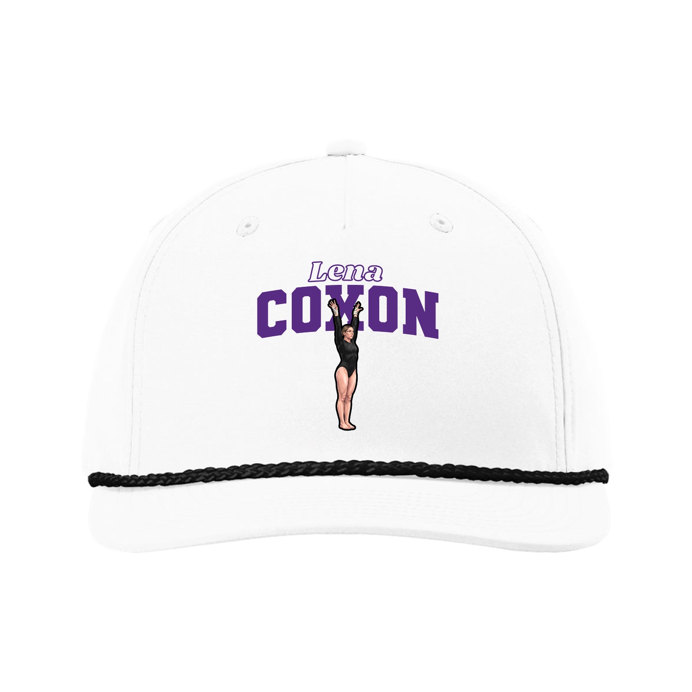 Five-Panel Classic Rope Cap — Name Arch in White