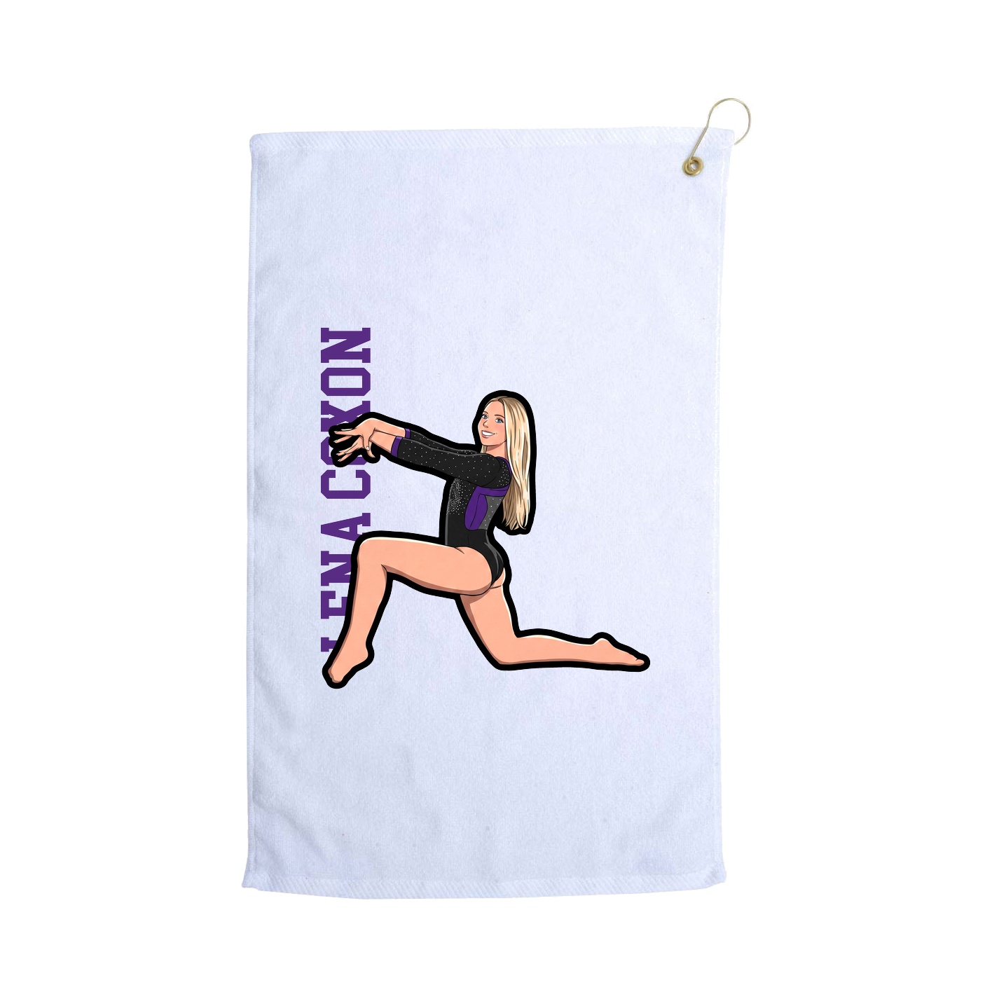 Golf Towel — Name Vertical in White