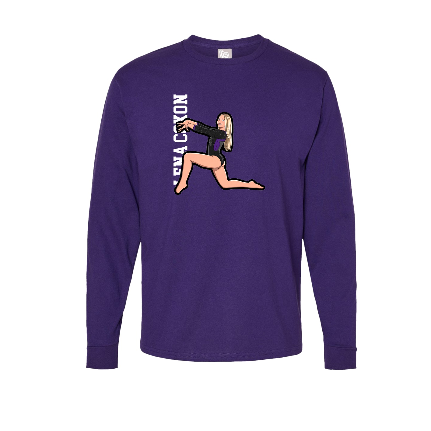 Long Sleeve Tee — Name Vertical in Purple