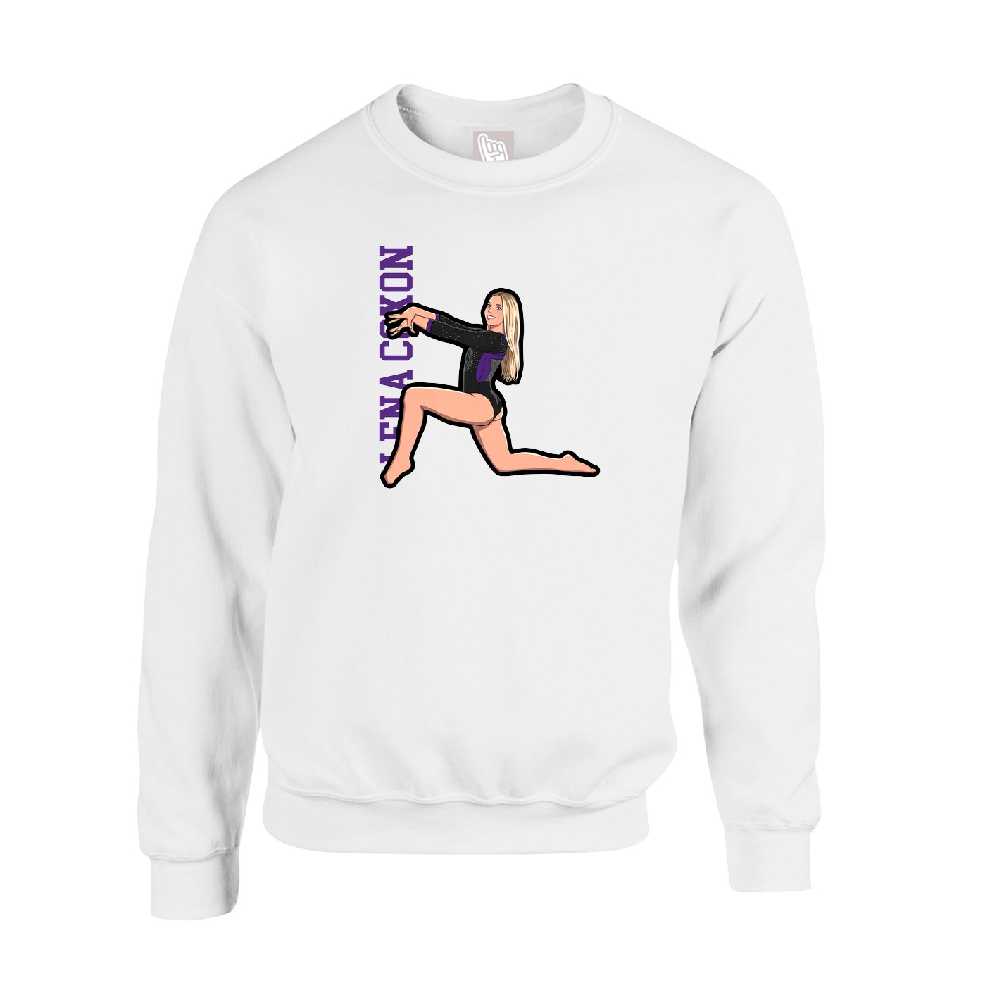 Fleece Crew — Name Vertical in White