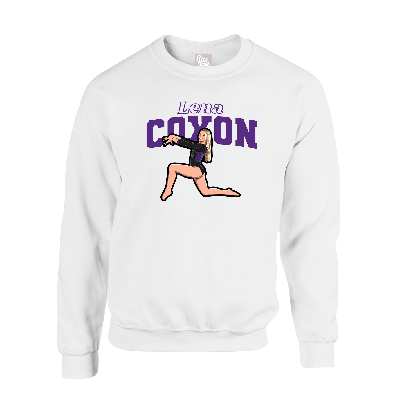 Fleece Crew — Name Arch in White
