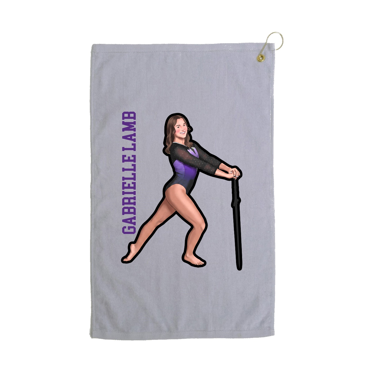 Golf Towel — Name Vertical in Grey