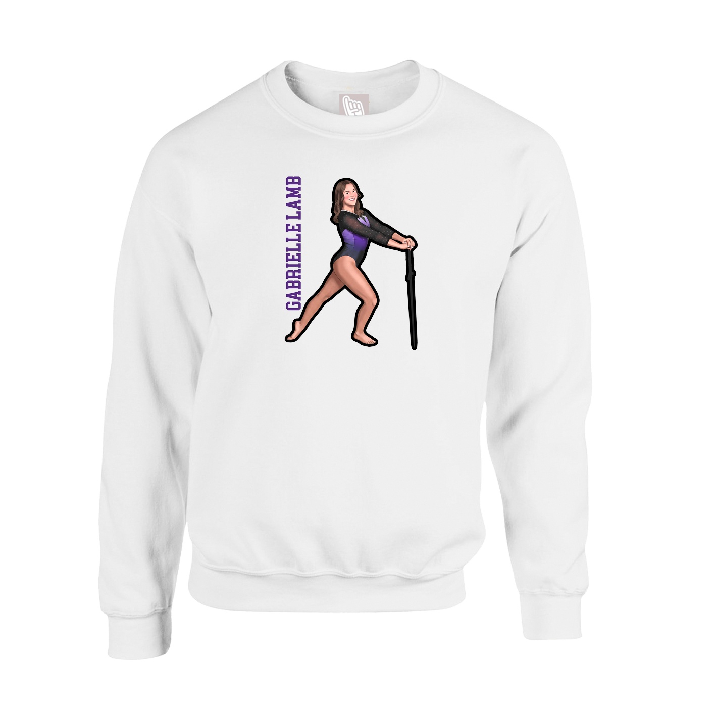 Fleece Crew — Name Vertical in White