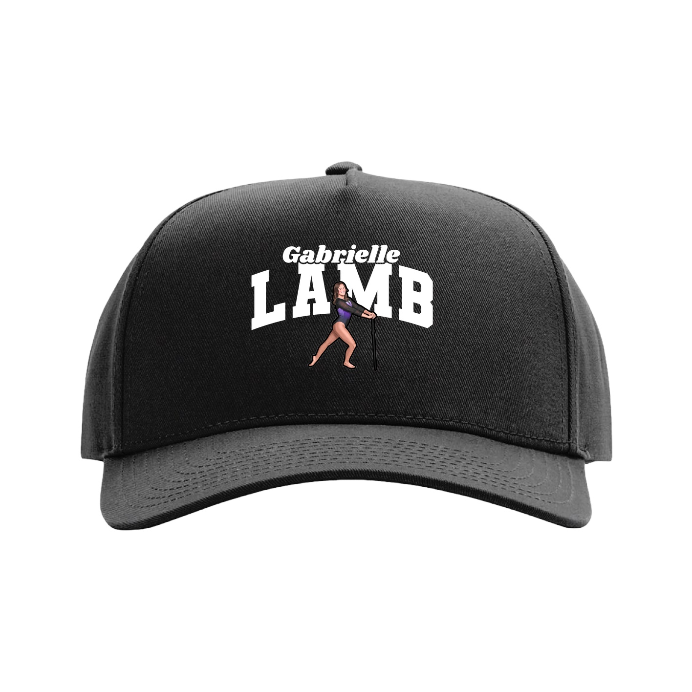 Full Fabric Five-Panel Champ Cap — Signature Arch in Black