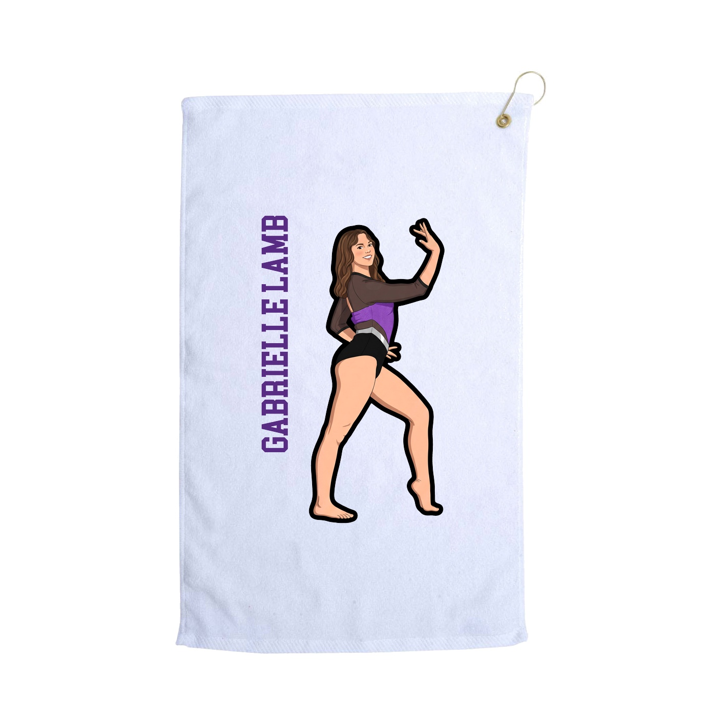 Golf Towel — Name Vertical in White