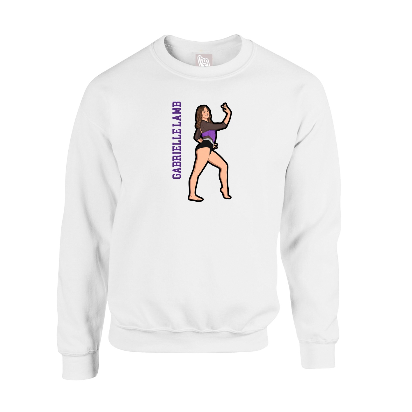 Fleece Crew — Name Vertical in White