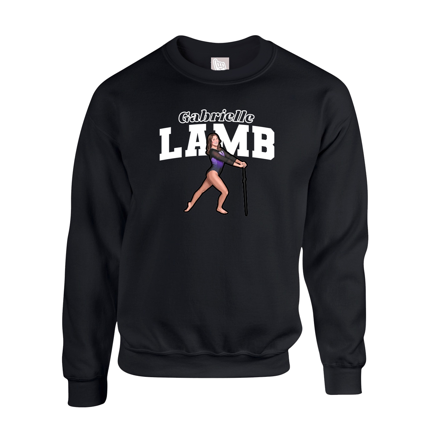 Fleece Crew — Name Arch in Black