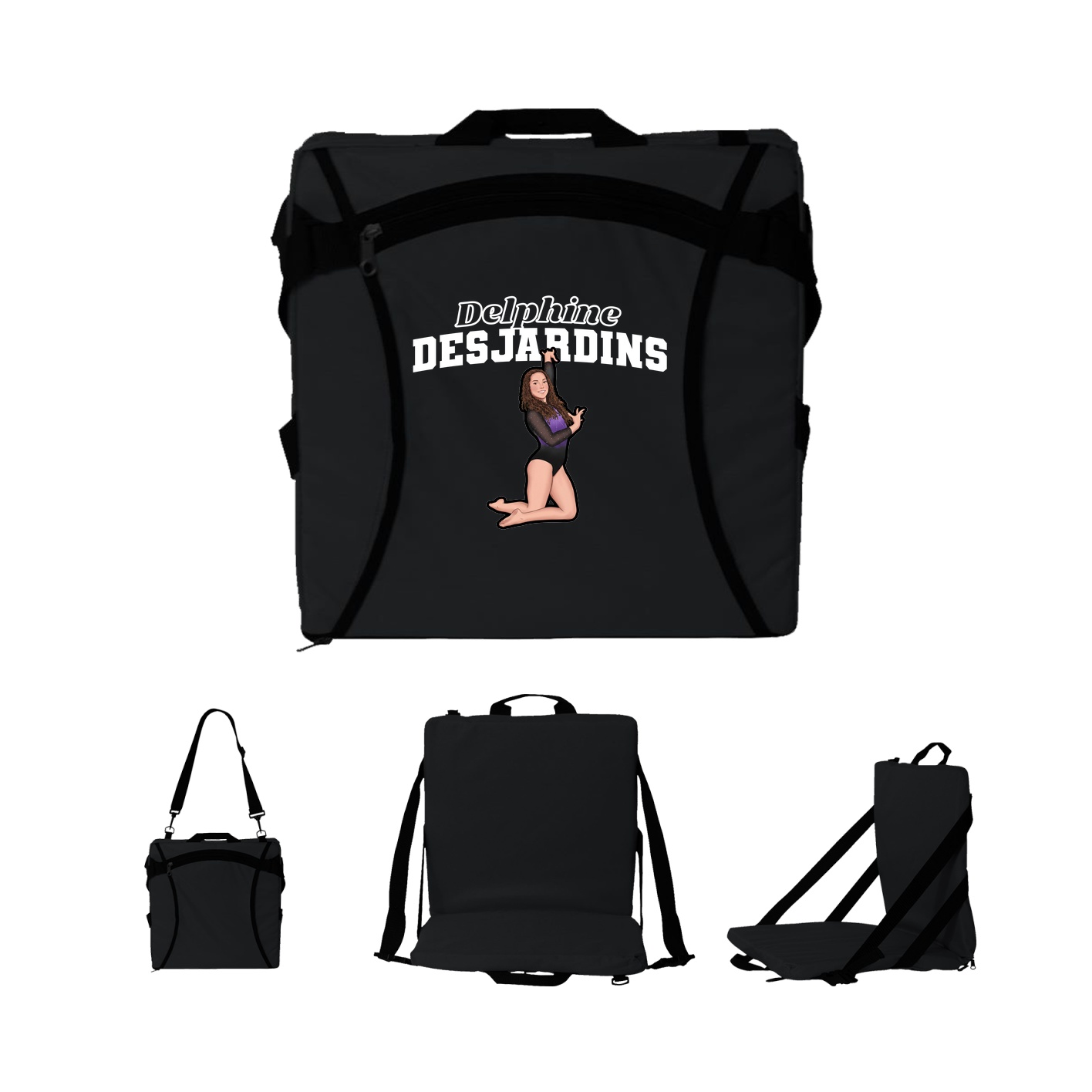 Folding Stadium Seat — Name Arch in Black