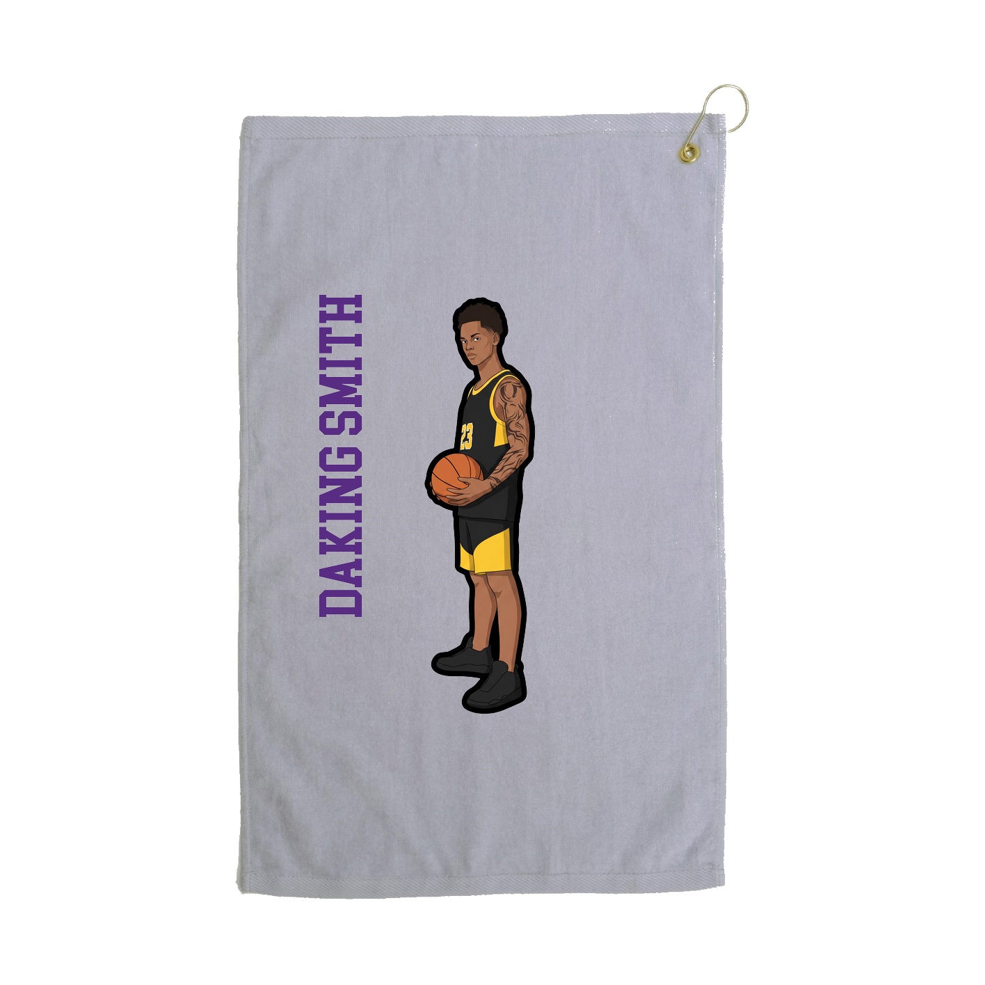 Golf Towel — Name Vertical in Grey