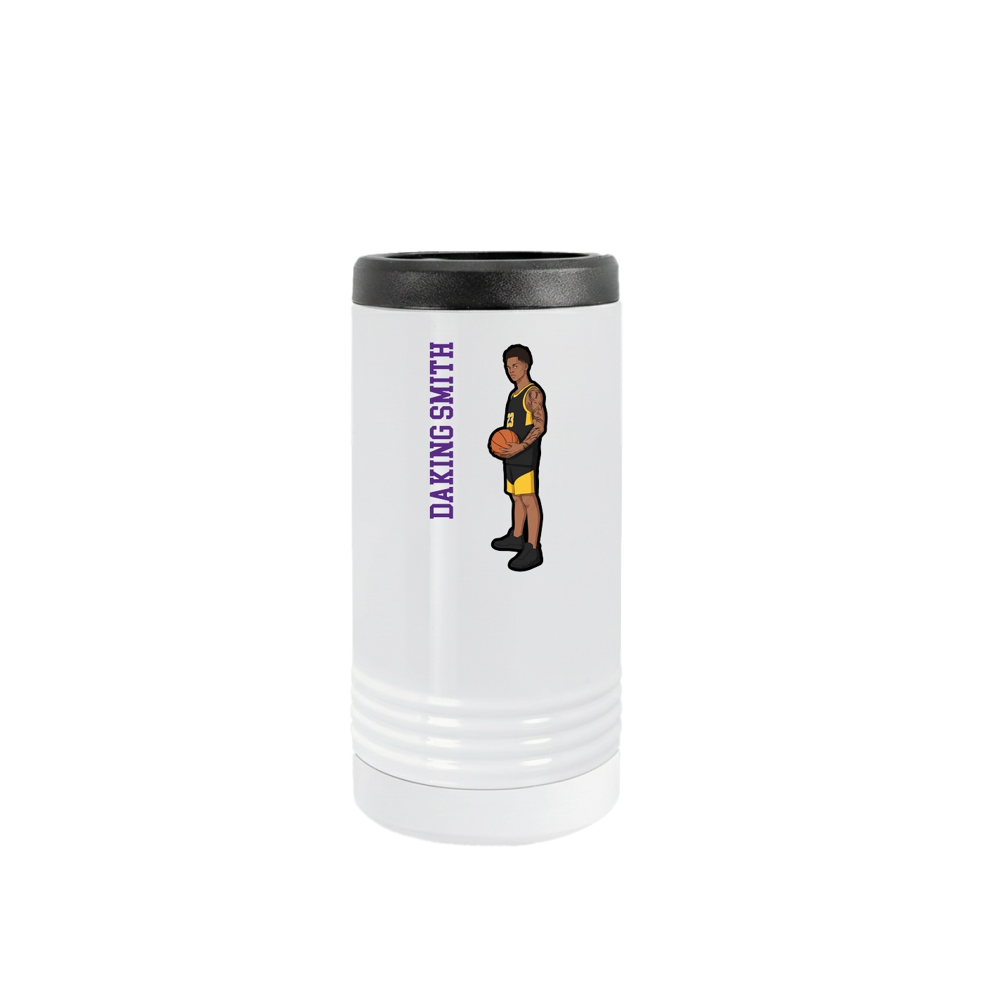 Slim Beverage Holder — Name Vertical in White