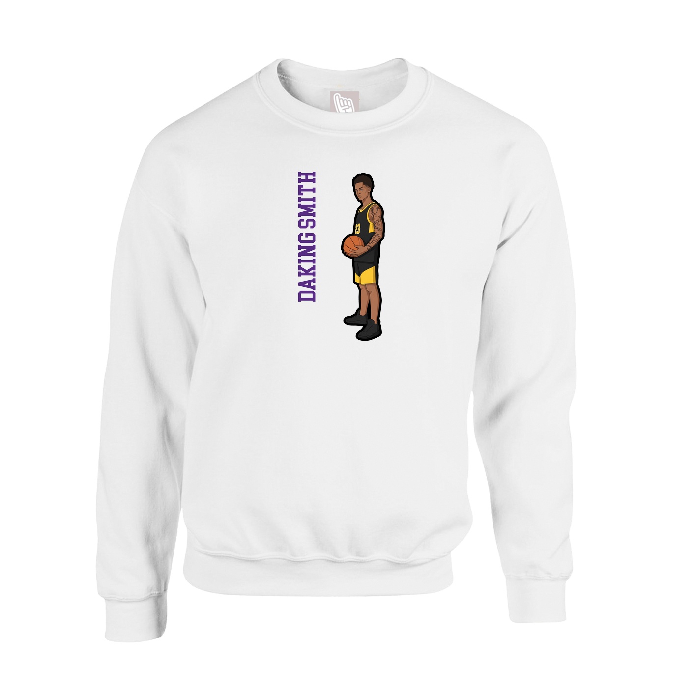 Fleece Crew — Name Vertical in White