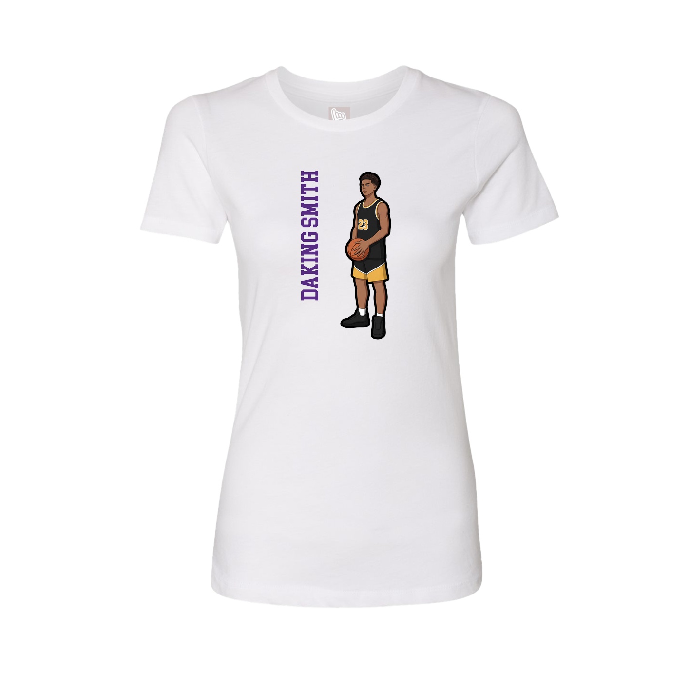 Fitted Women's Tee — Name Vertical in White