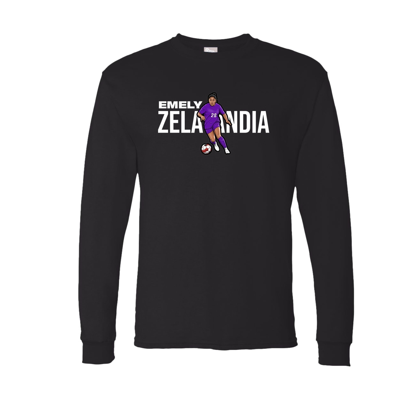 Long Sleeve Tee — Player Name in Black
