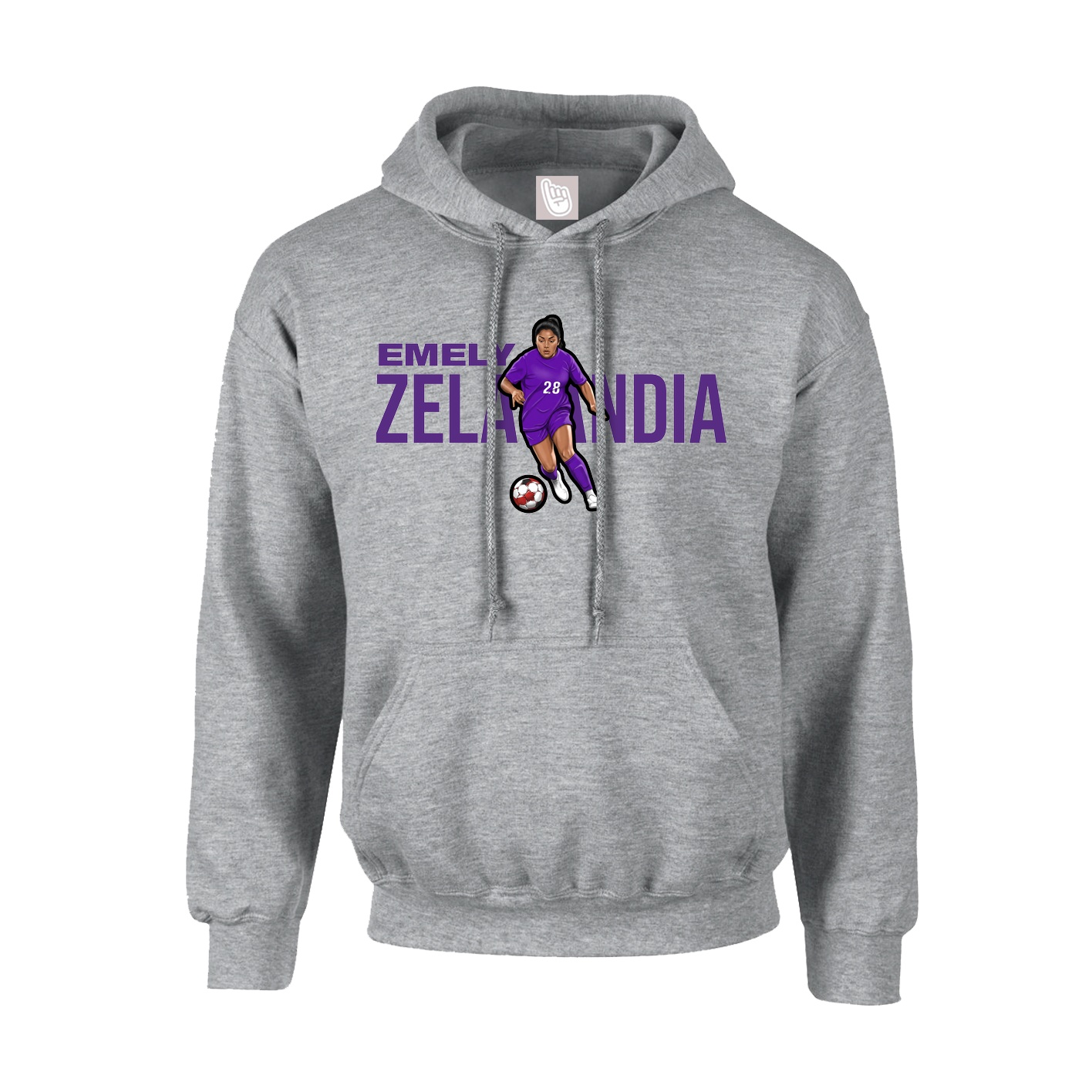 Youth Hoodie — Player Name in Grey