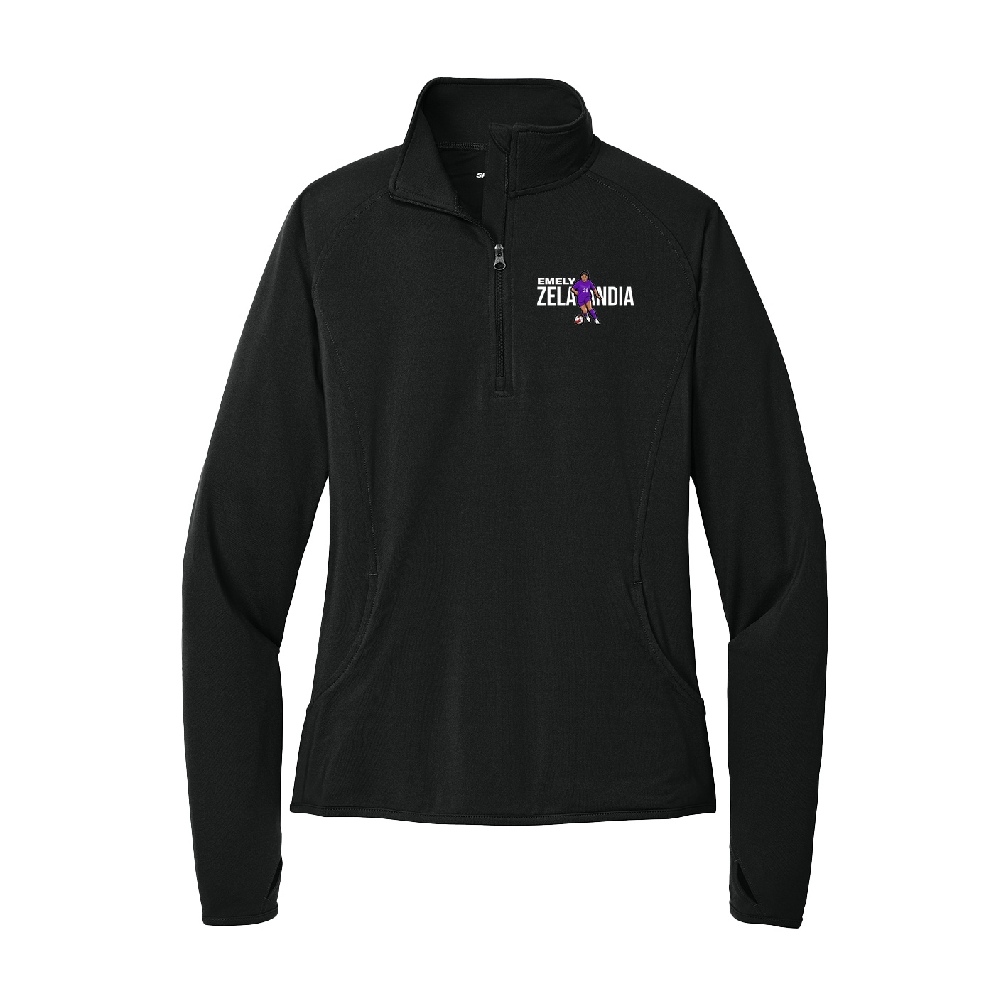 Women's Q-Zip Pullover — Player Name in Black