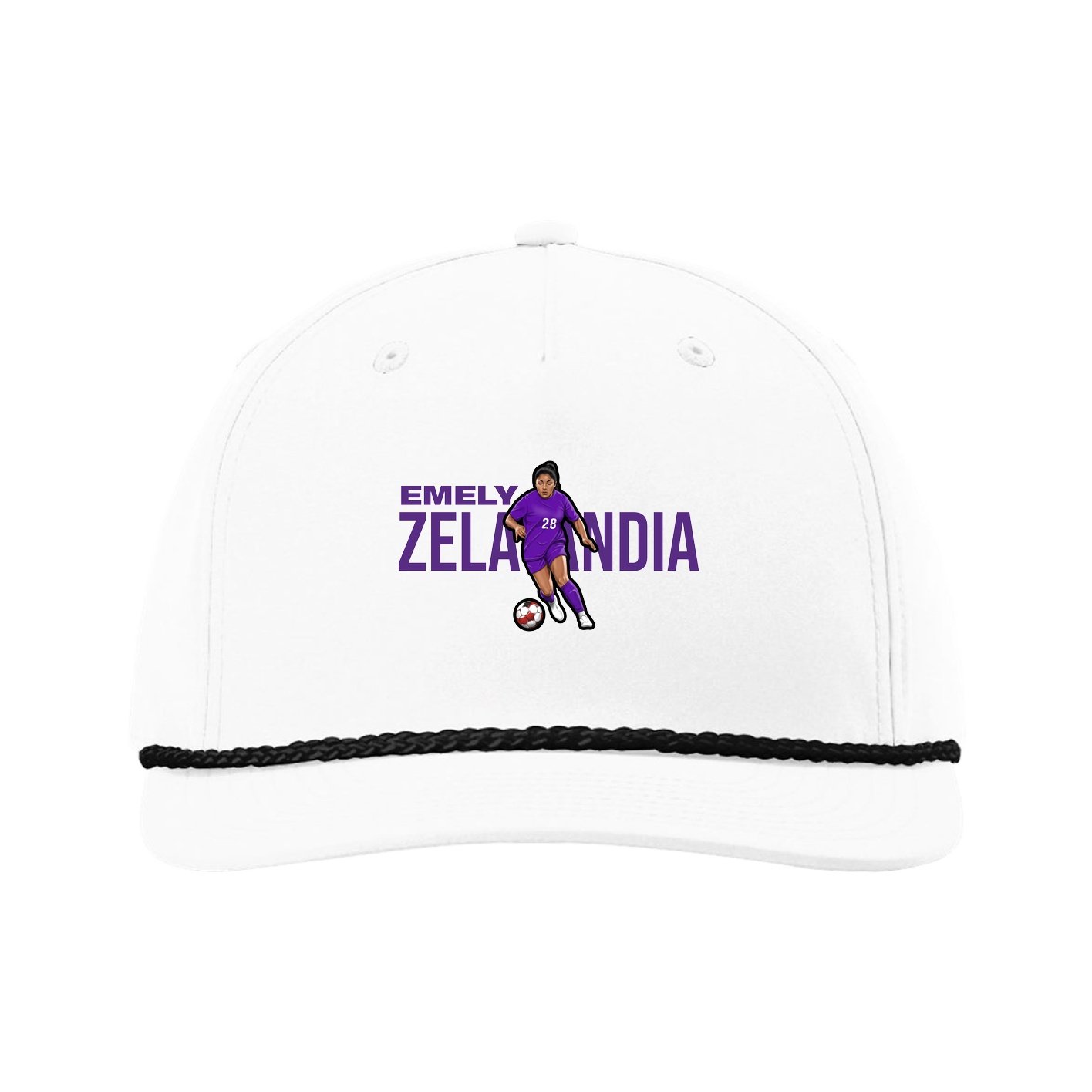 Five-Panel Classic Rope Cap — Player Name in White