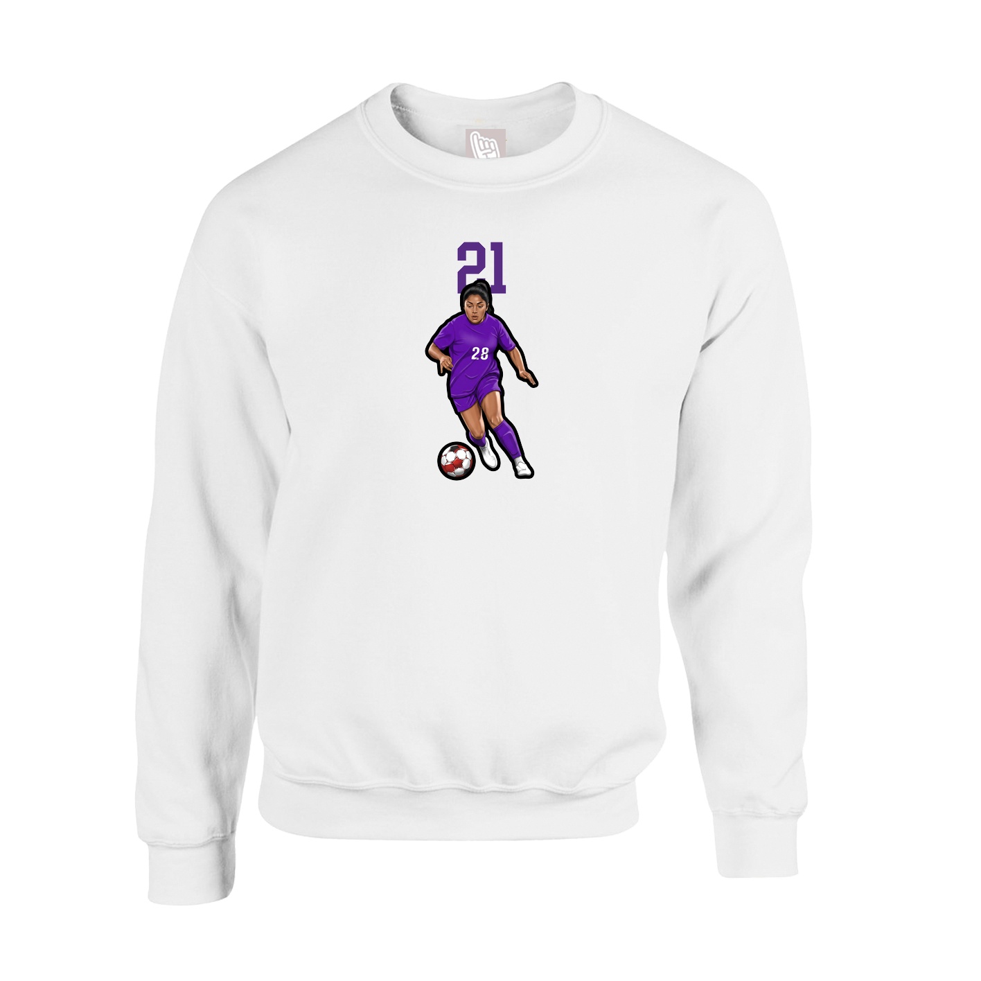 Fleece Crew — Number Top in White