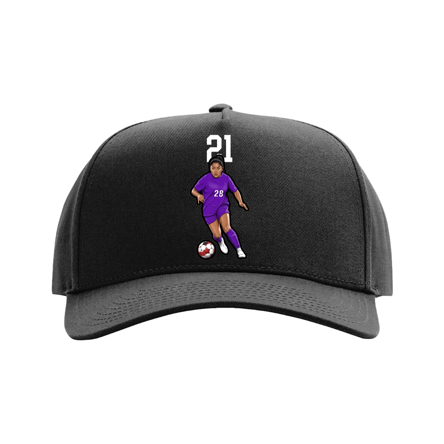 Full Fabric Five-Panel Champ Cap — Number Top in Black