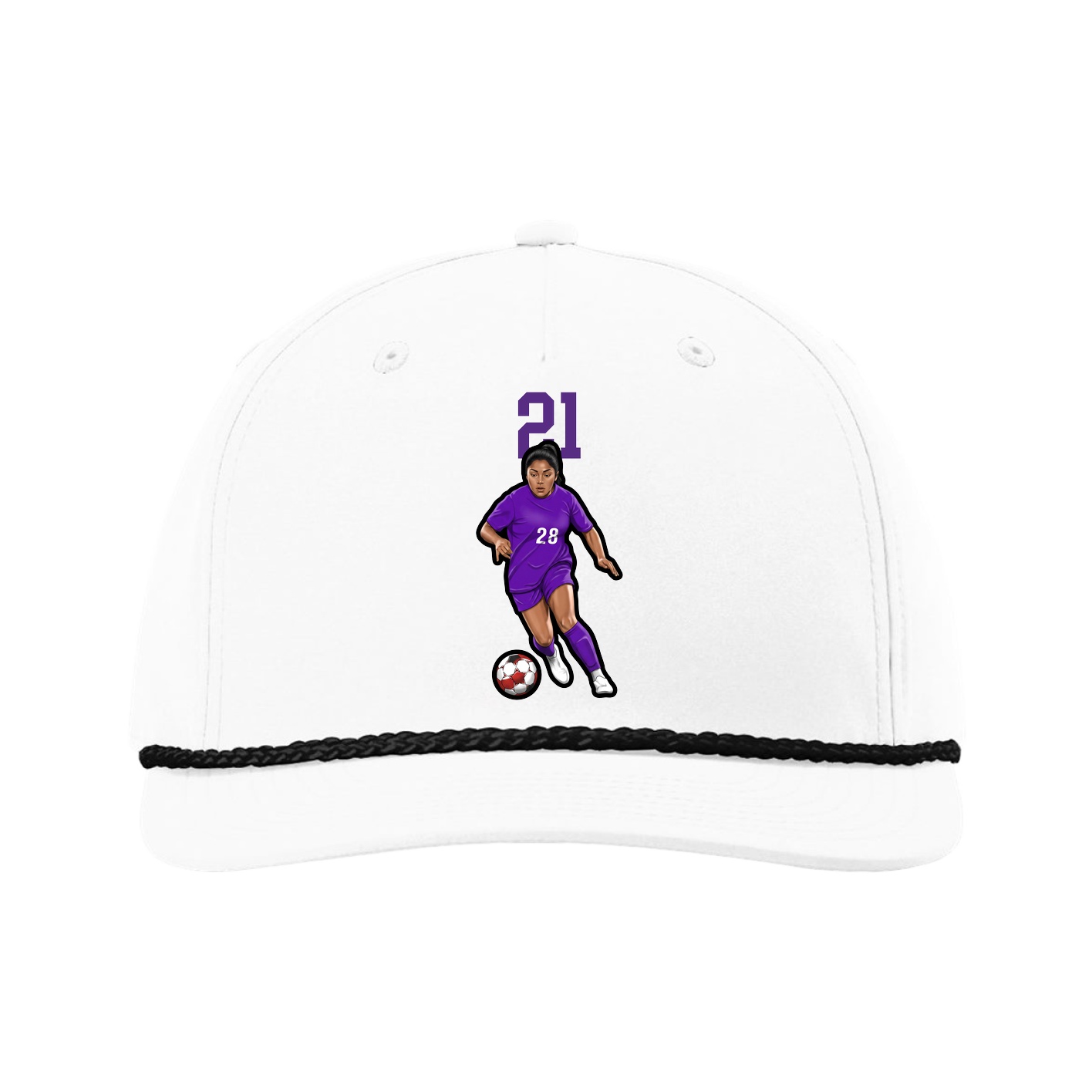 Five-Panel Classic Rope Cap — Number Top in White