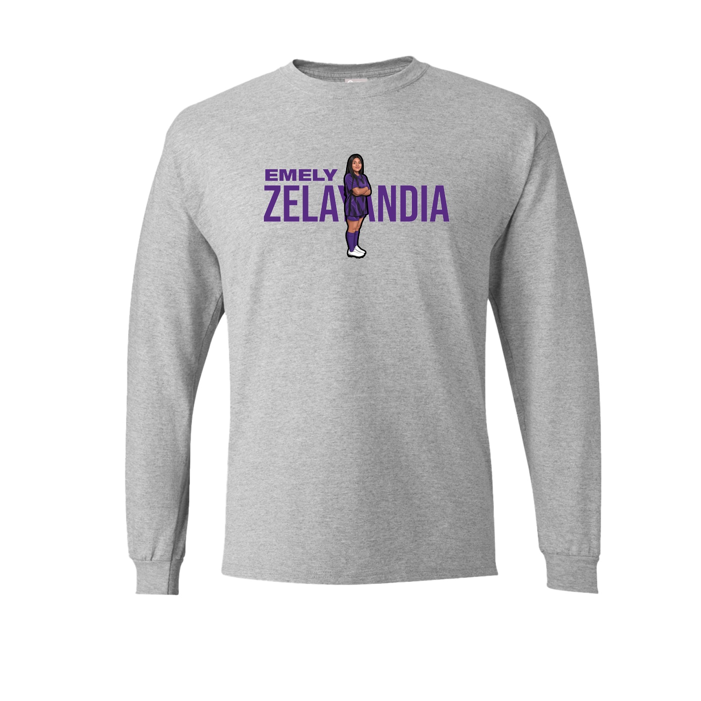 Long Sleeve Tee — Player Name in Grey