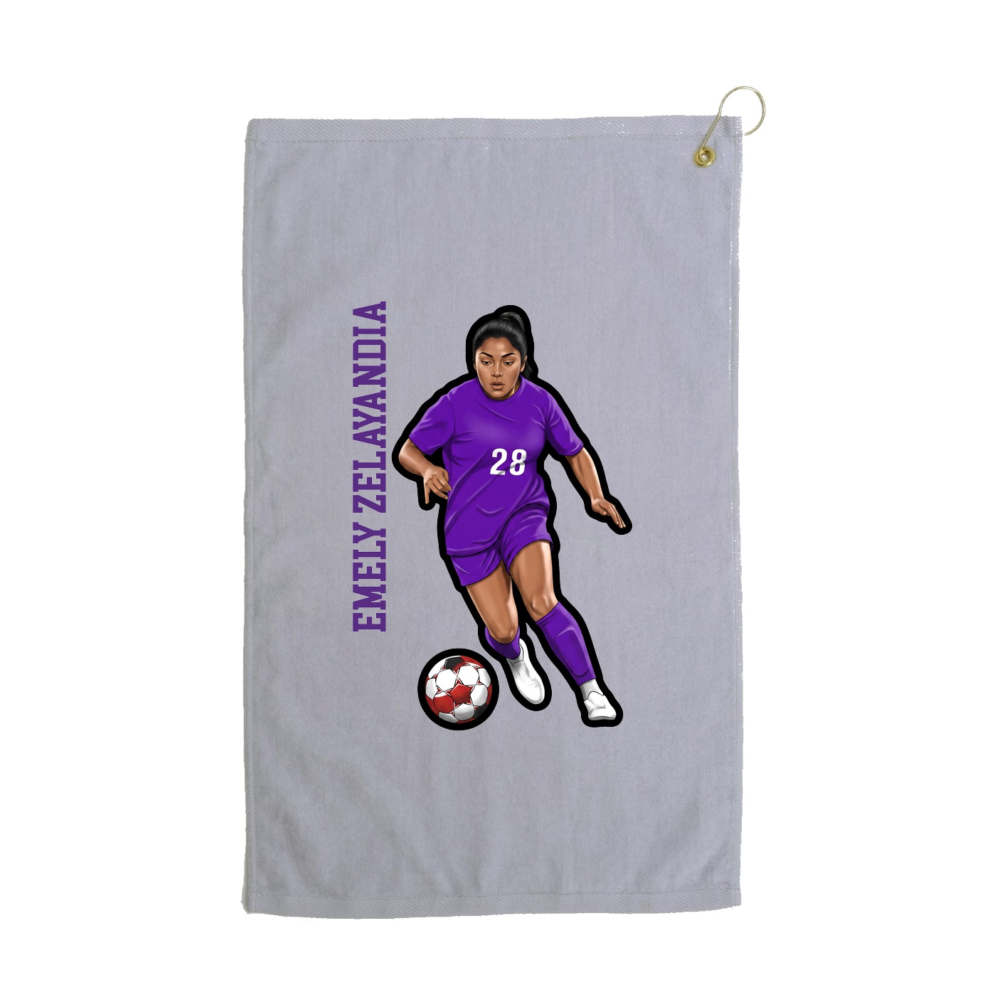 Golf Towel — Name Vertical in Grey