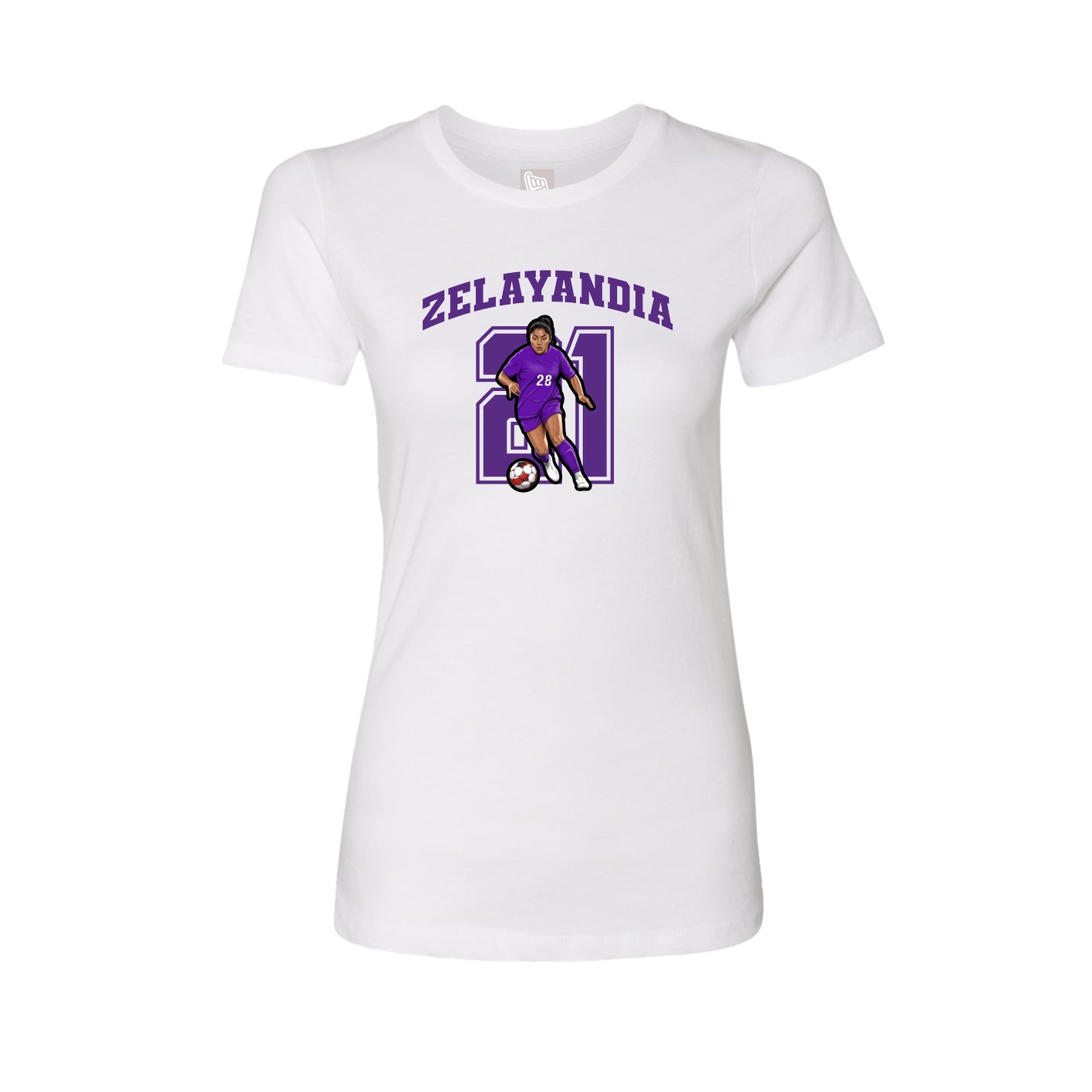 Fitted Women's Tee — Number in White