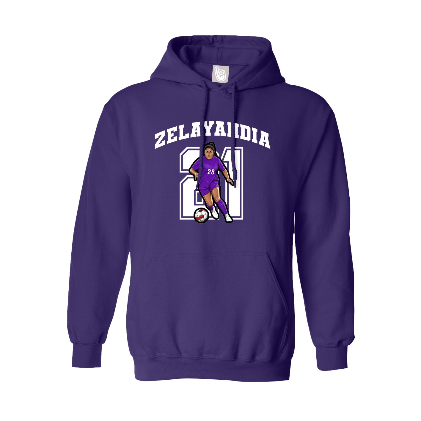 Youth Hoodie — Number in Purple