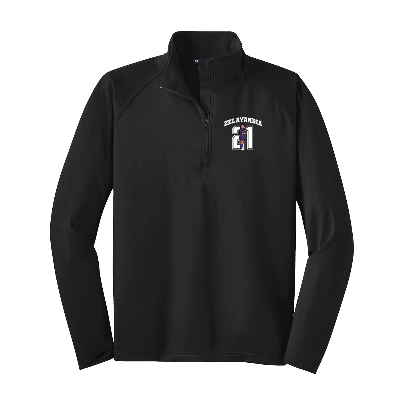 Q-Zip Pullover — Number in Black