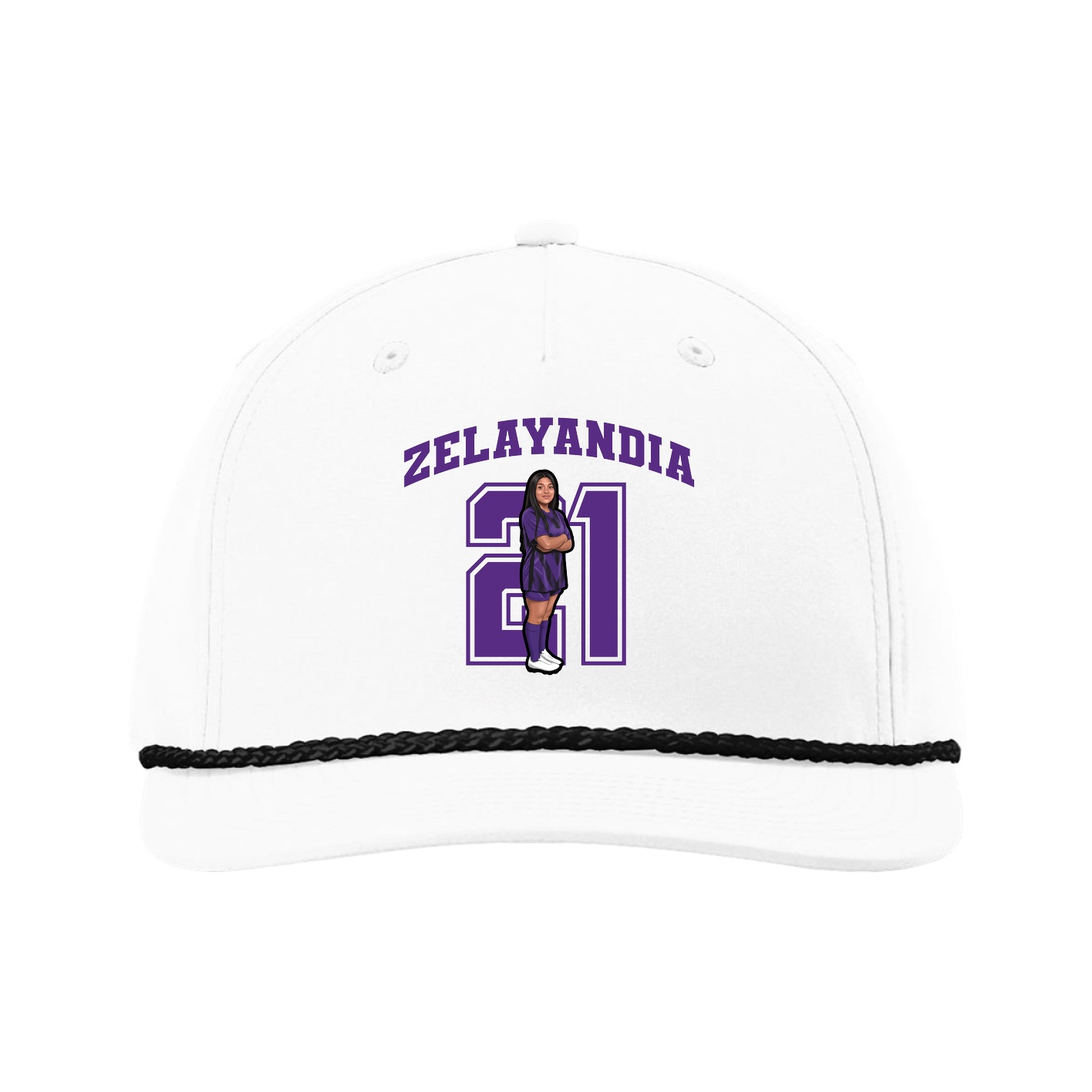 Five-Panel Classic Rope Cap — Number in White
