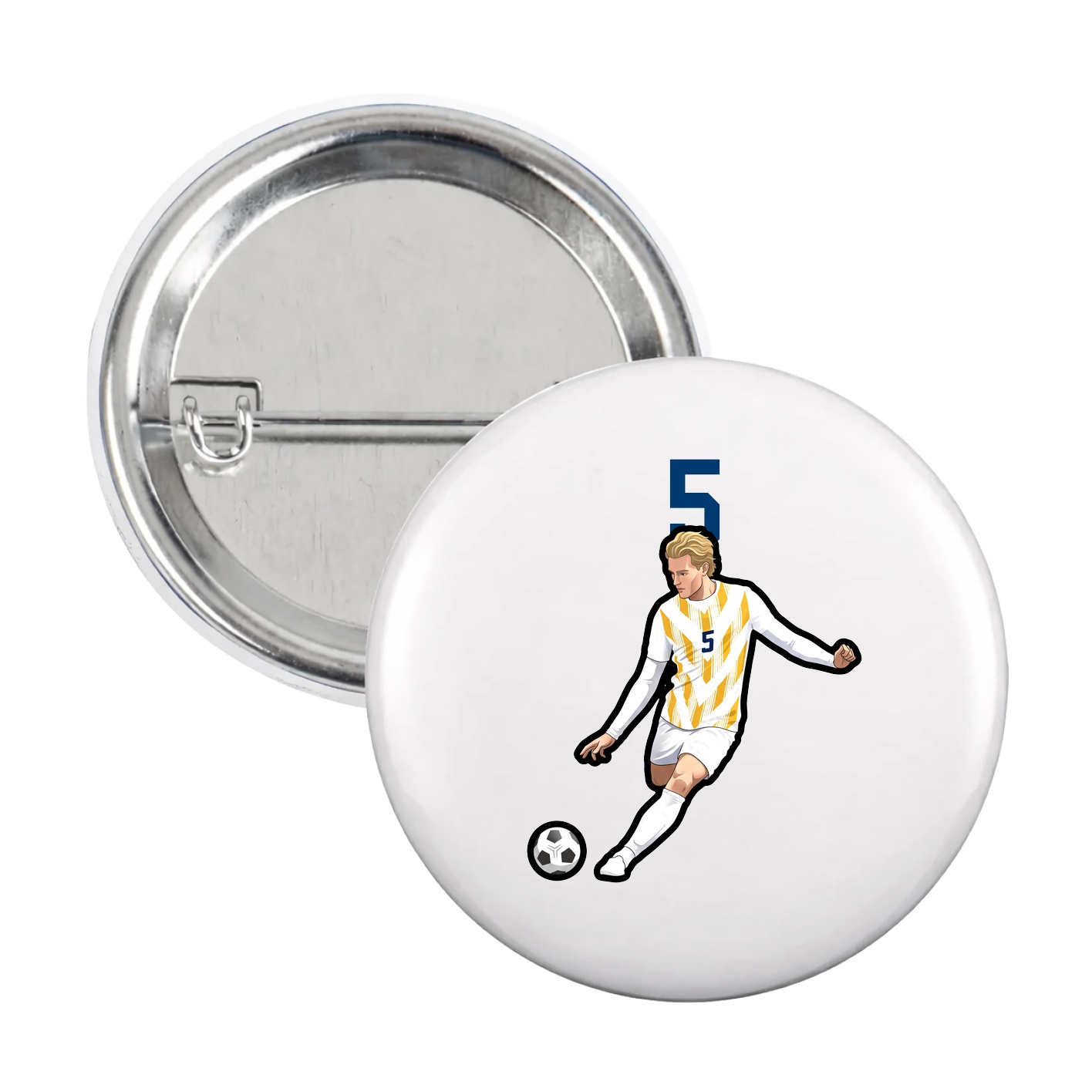 Game Day Button — Number Top in White