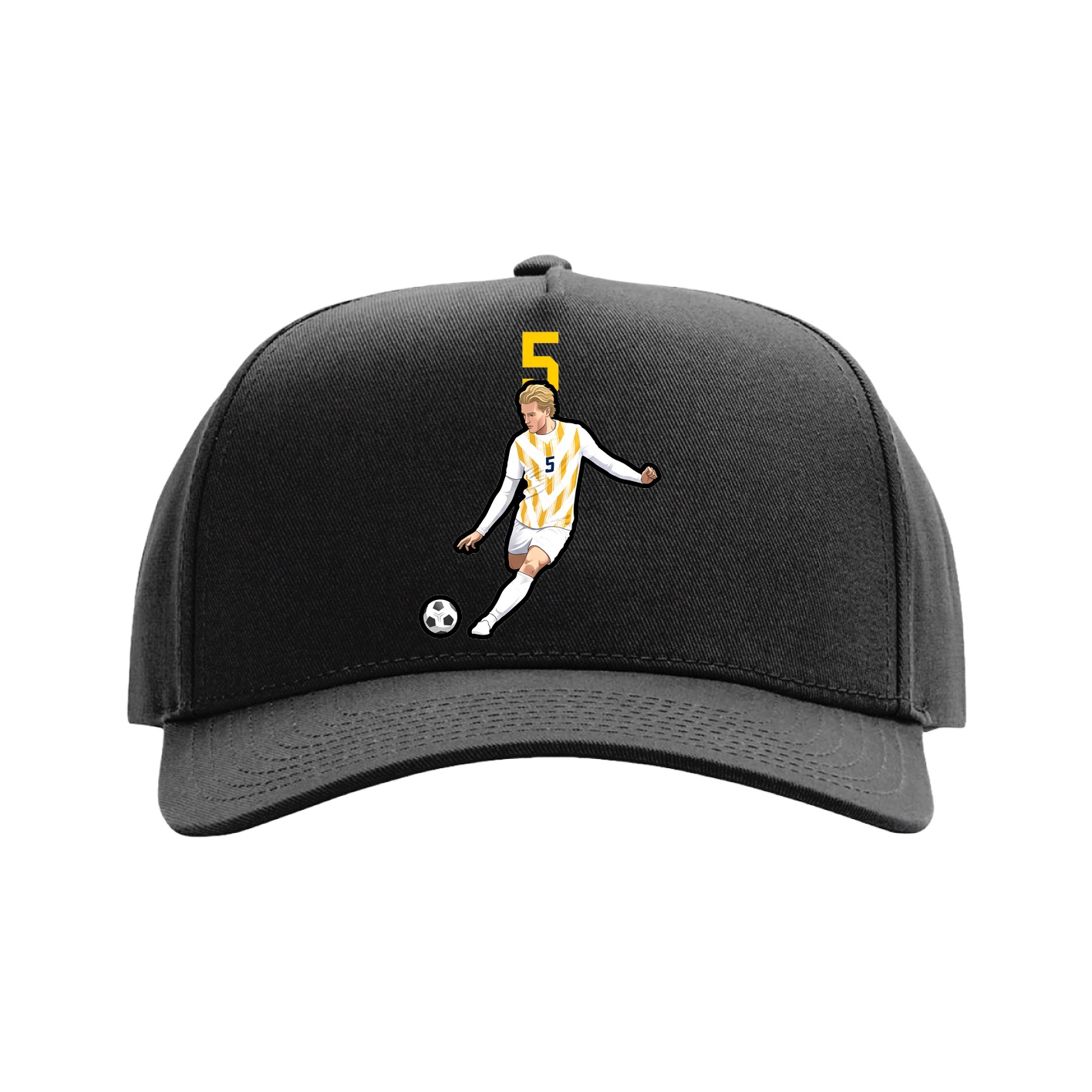 Full Fabric Five-Panel Champ Cap — Number Top in Black