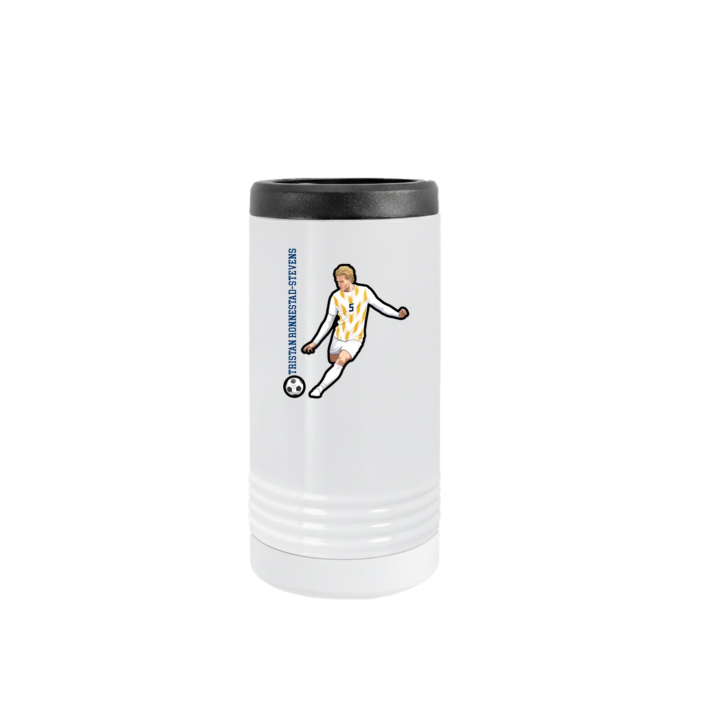 Slim Beverage Holder — Name Vertical in White