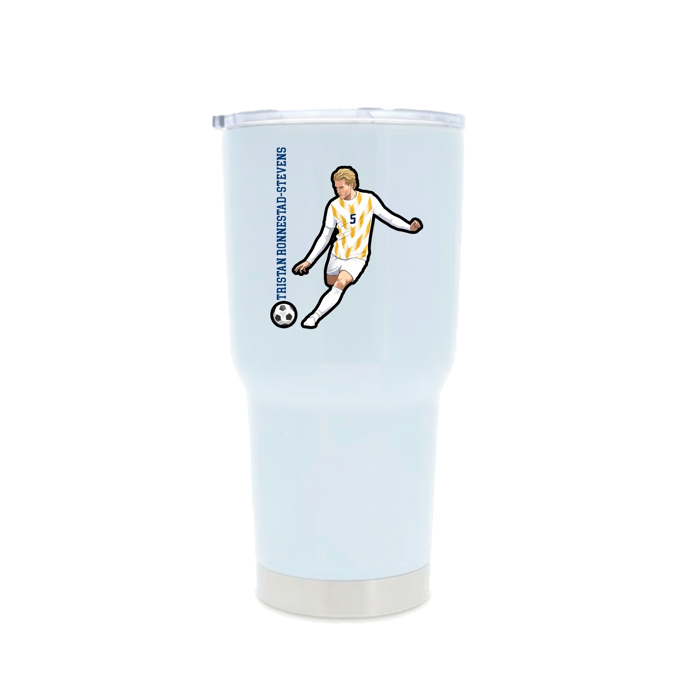 30oz Stainless Steel Tumbler — Name Vertical in White