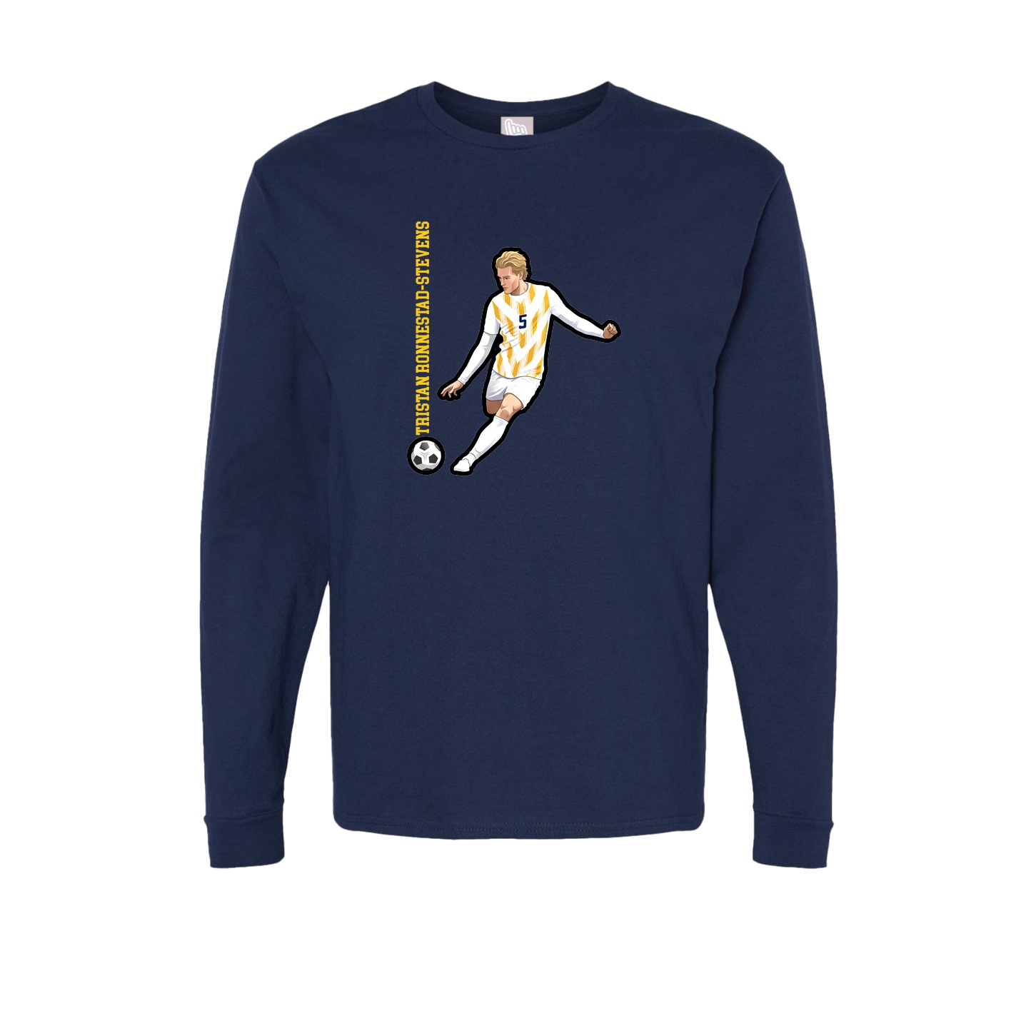 Long Sleeve Tee — Name Vertical in Navy