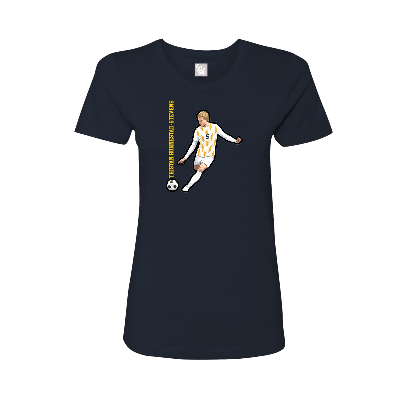Fitted Women's Tee — Name Vertical in Navy