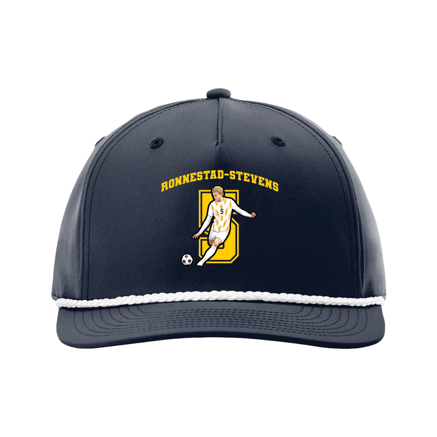 Five-Panel Classic Rope Cap — Number in Navy
