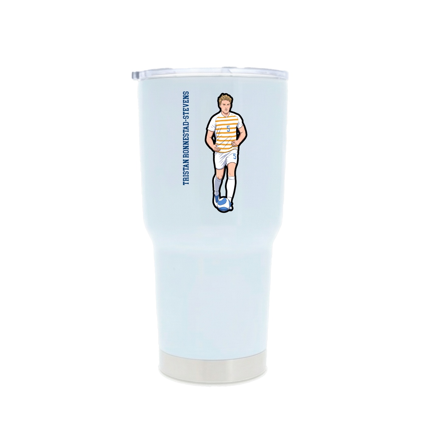 30oz Stainless Steel Tumbler — Name Vertical in White