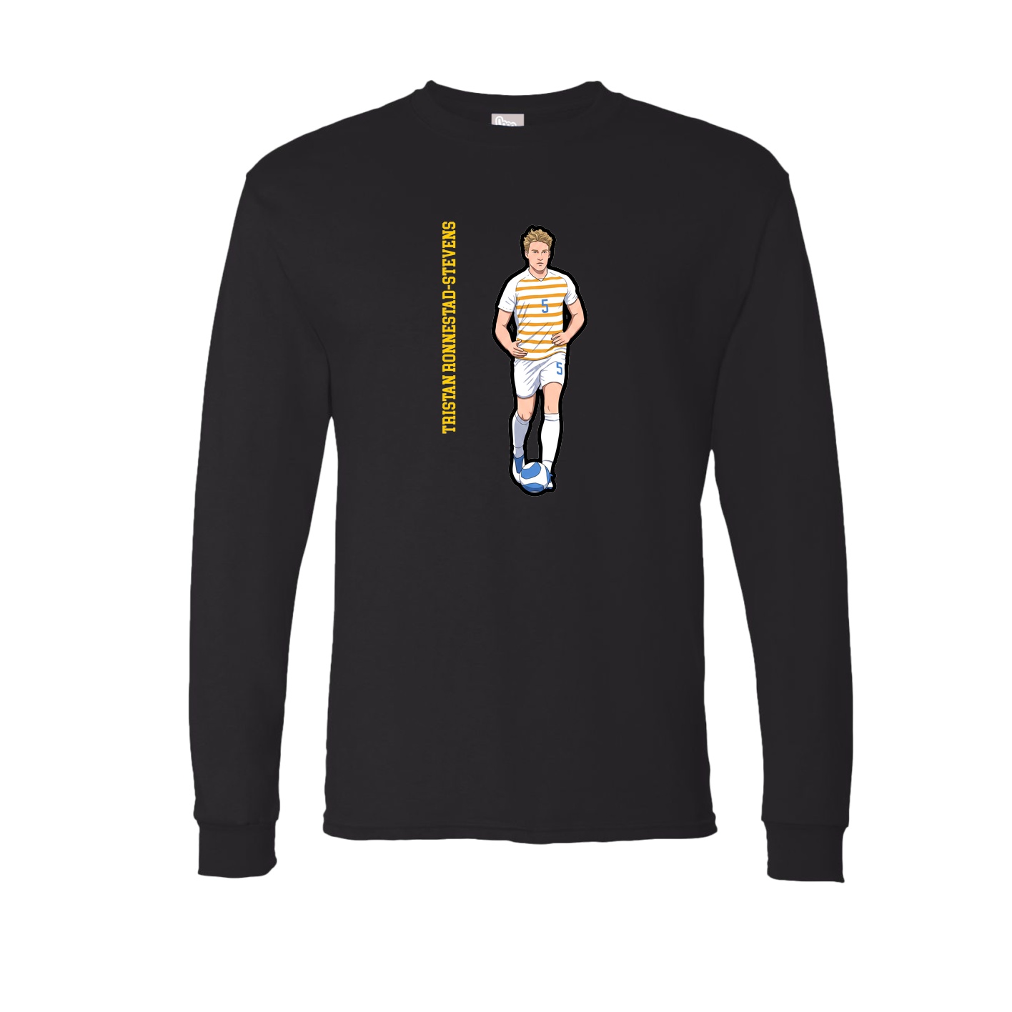 Long Sleeve Tee — Name Vertical in Black
