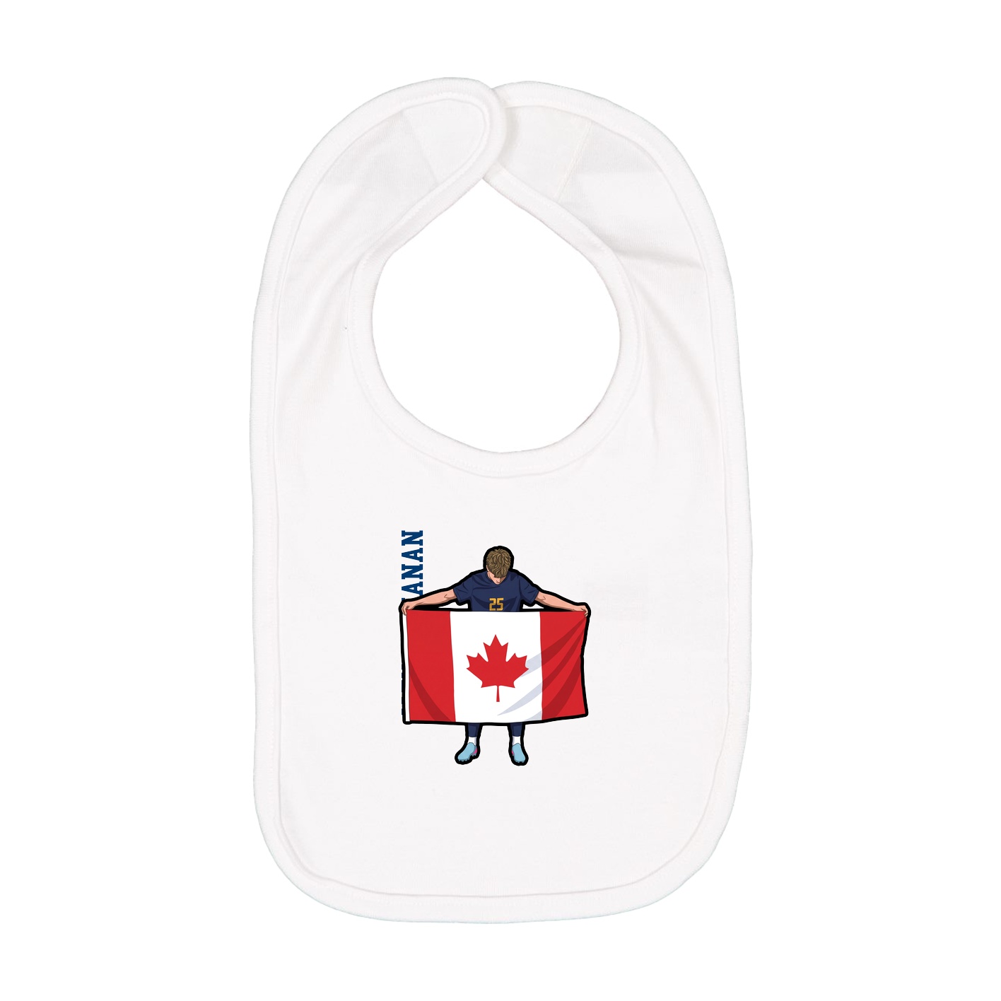 Infant Bib — Name Vertical in White