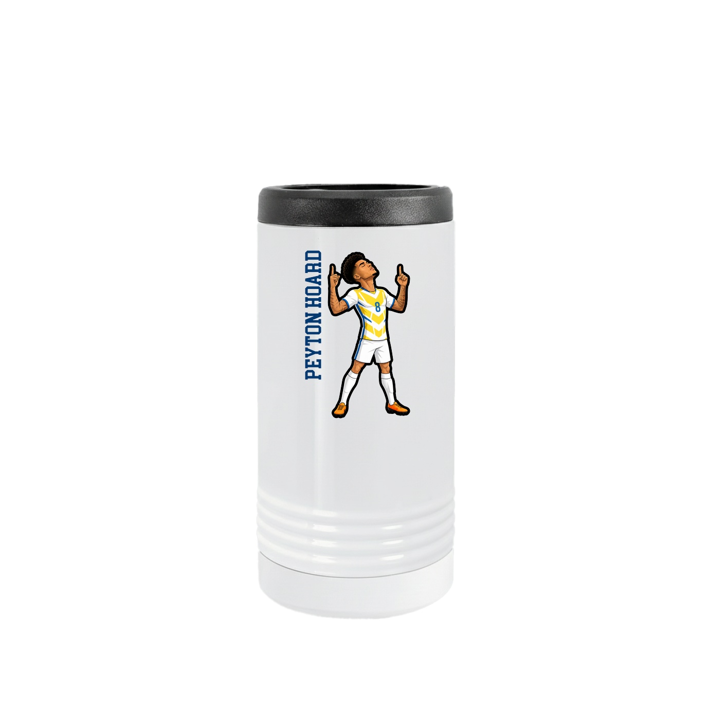 Slim Beverage Holder — Name Vertical in White