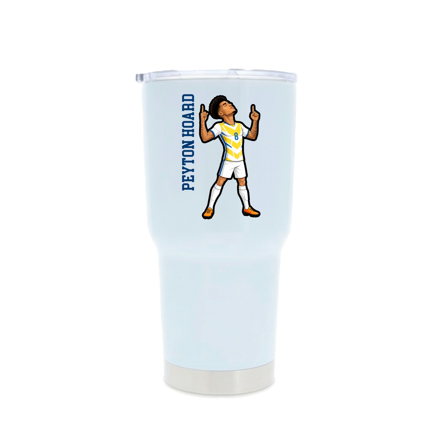 30oz Stainless Steel Tumbler — Name Vertical in White