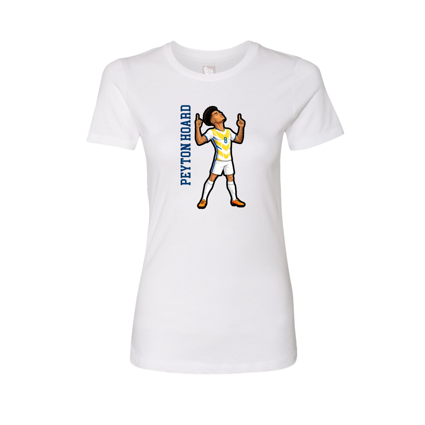 Fitted Women's Tee — Name Vertical in White