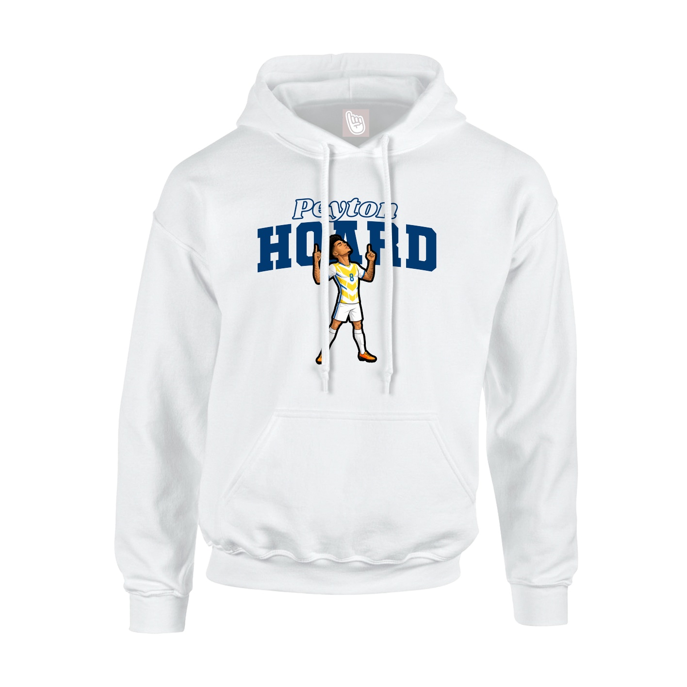 Youth Hoodie — Name Arch in White