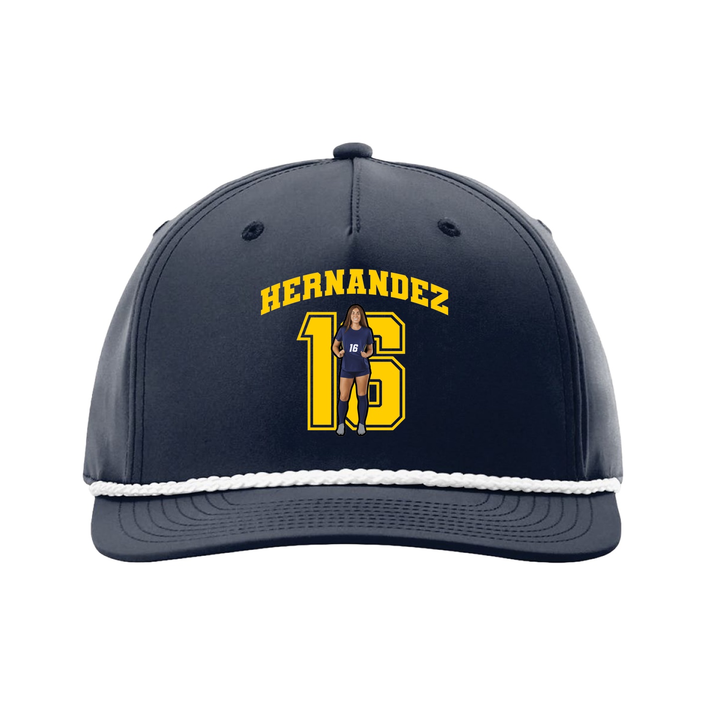 Five-Panel Classic Rope Cap — Number in Navy