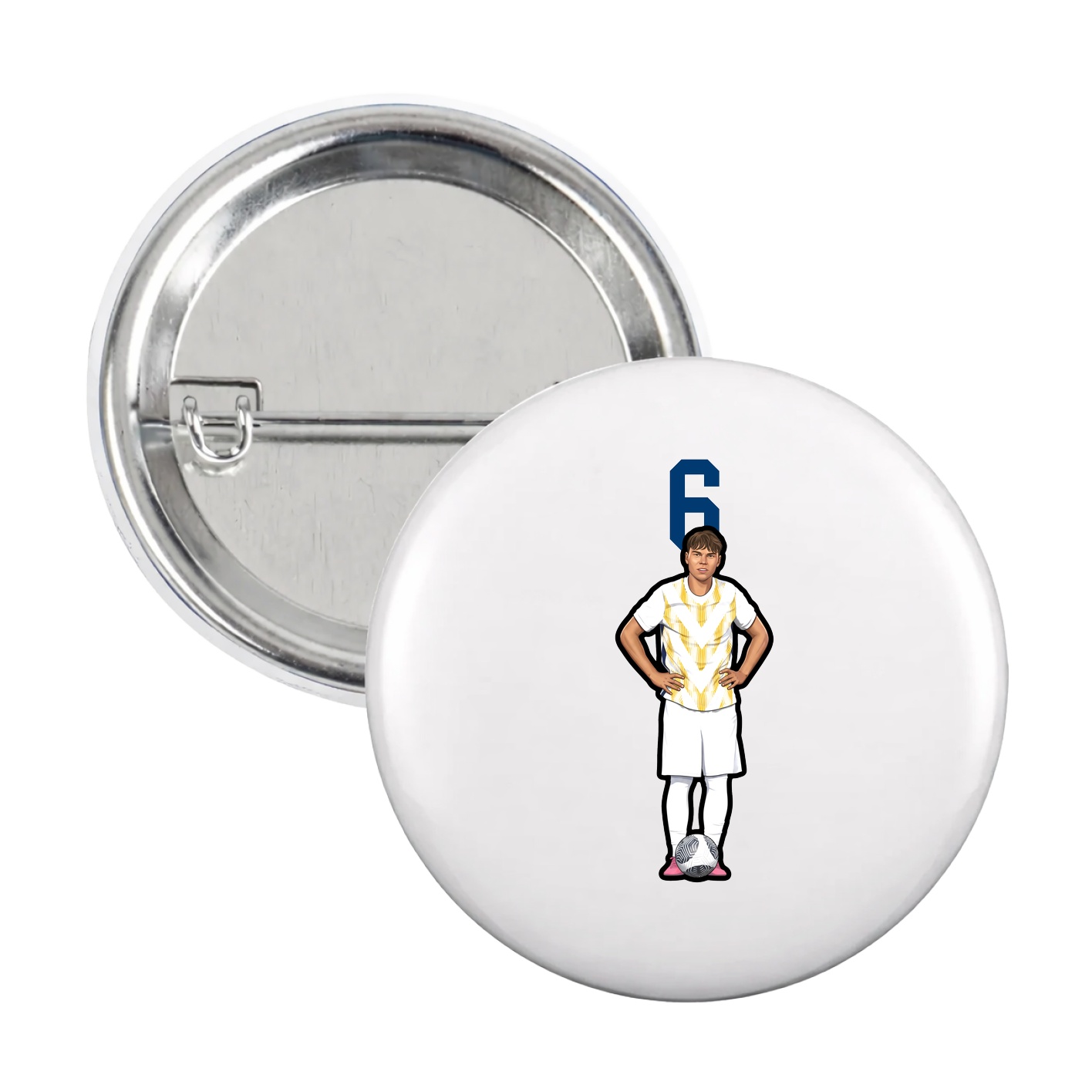 Game Day Button — Number Top in White
