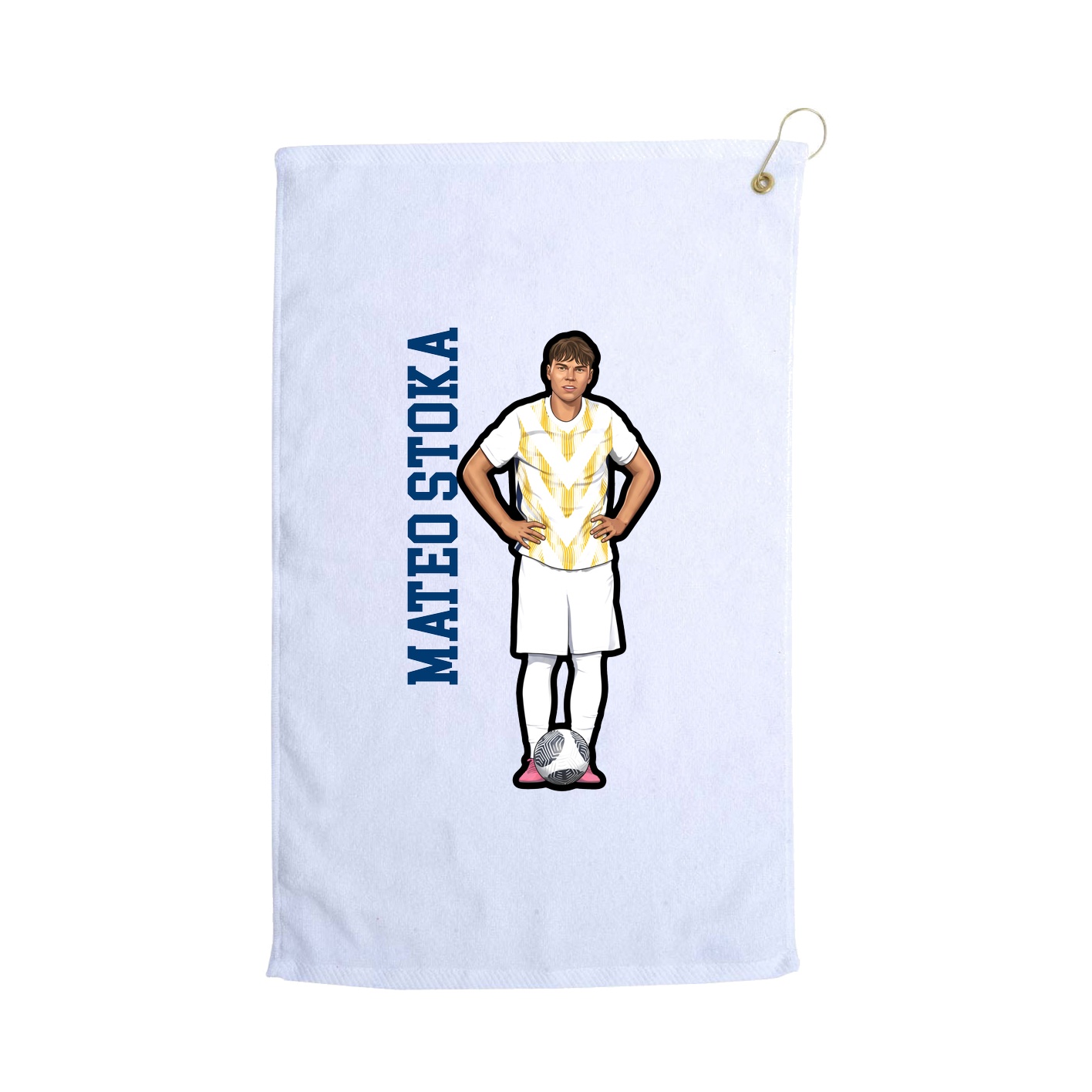 Golf Towel — Name Vertical in White