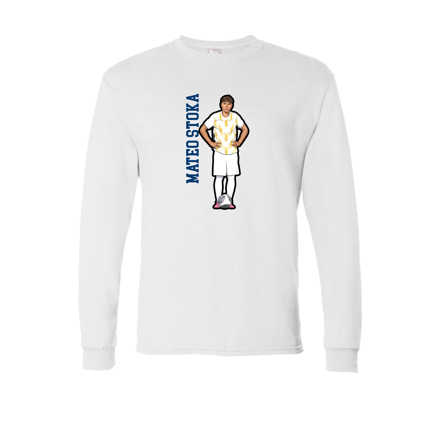 Long Sleeve Tee — Name Vertical in White