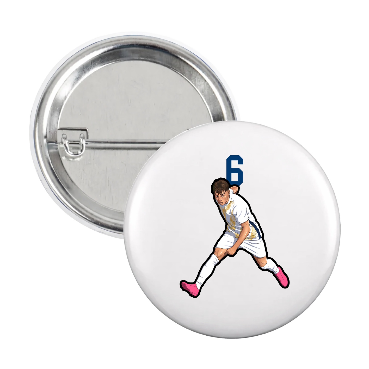 Game Day Button — Number Top in White